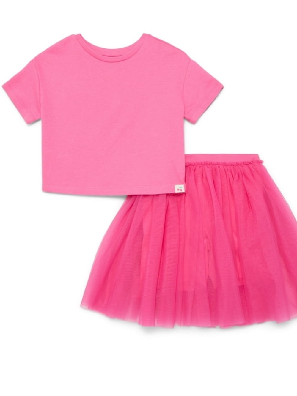 Wonder Nation Little Girls Boxy Tee and Tutu Skirt Set, 2-Piece, Size 6